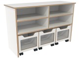 Opbergkast met 3 rolbakken B120xD44xH80cm Wit Tangara Groothandel voor kinderrdagverblijf inrichting1